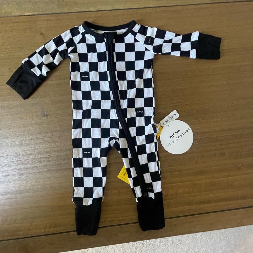 Little Sleepies Black and White Checkered Footies